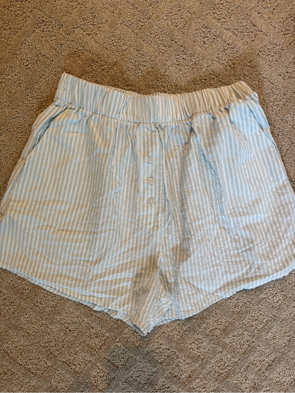 Daily Drills Blue & White Striped Women’s Waist Shorts limited edition size xs/s